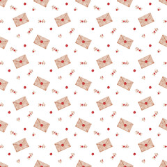 seamless pattern valentines day. romantic watercolor paintings for wrapping paper, fabric, backgrounds and more.