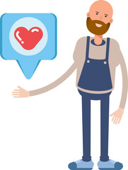 Male Barista Character and Heart Message
