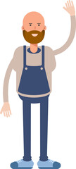 Male Barista Character Raising Hand Illustration
