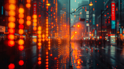 Fototapeta na wymiar lights in the night city, background with lights, Blurred bokeh effect with stock market charts and banking market, Ai generated image 