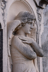 angel with trumpet, J.Serra Riera sculptor, Llucmajor cemetery, Mallorca, Balearic Islands, Spain
