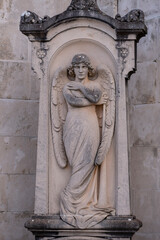 angel with trumpet, J.Serra Riera sculptor, Llucmajor cemetery, Mallorca, Balearic Islands, Spain