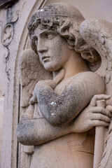 angel with trumpet, J.Serra Riera sculptor, Llucmajor cemetery, Mallorca, Balearic Islands, Spain
