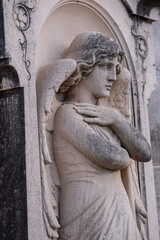 angel with trumpet, J.Serra Riera sculptor, Llucmajor cemetery, Mallorca, Balearic Islands, Spain