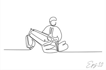 continuous line vector illustration design of people playing drums
