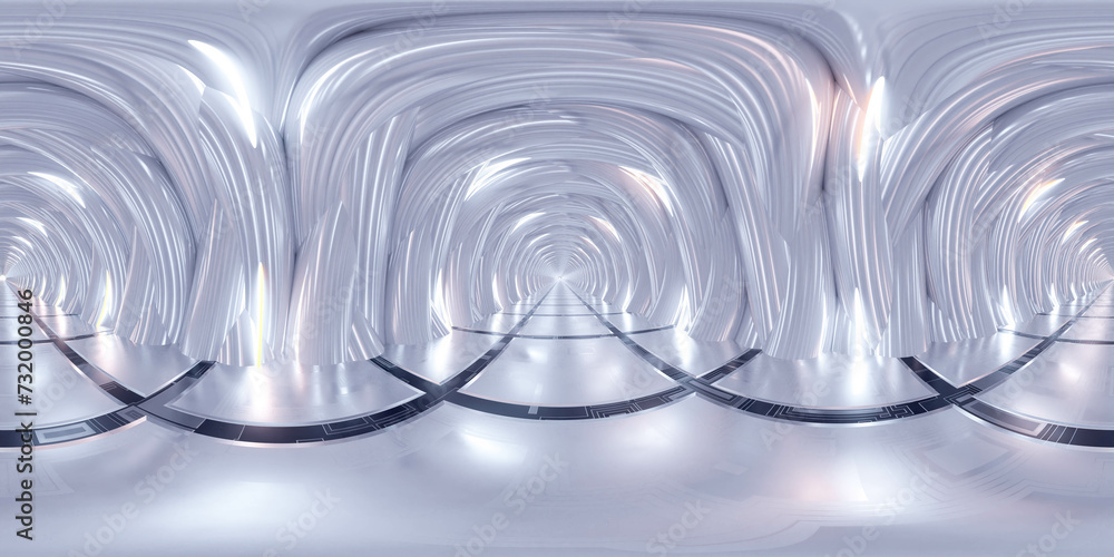 Poster a tunnel inside a building with reflections and lights 360 panorama vr environment map