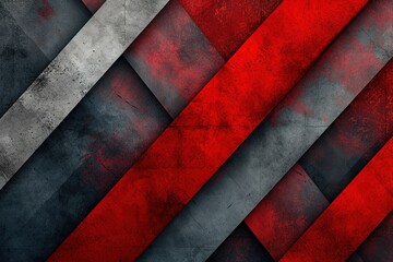 Dark red and grey grunge stripes abstract banner design. Geometric tech vector background with old wall texture