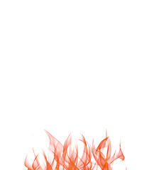 Realistic burning fire flames with shiny bright elements. Isolated on transparent background. Transparent fire flames and sparks for design