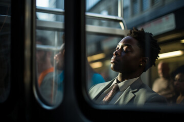 Black businessman meditating
