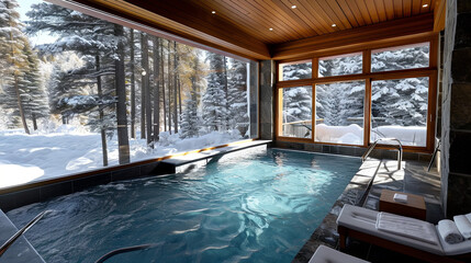 Luxurious room with a swimming pool for a spa holiday in the mountains