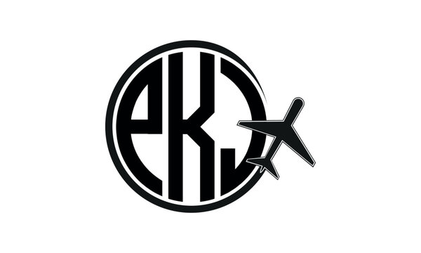 PKJ three initial letter circle tour & travel agency logo design vector template. hajj Umrah agency, abstract, wordmark, business, monogram, minimalist, brand, company, flat, tourism agency, tourist