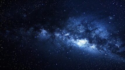 Fototapeta premium Night sky filled with stars. Mysterious background. Concept of astronomy, cosmos, space exploration, stargazing.