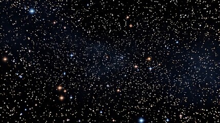 Deep black night sky filled with countless twinkling stars, showcasing various intensities and sizes of stars. Mysterious background. Concept of astronomy, cosmos, space exploration, stargazing.
