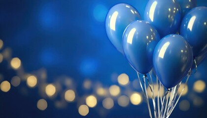 Festive Celebration Background with Helium Balloons, blue background copy space	
 - obrazy, fototapety, plakaty