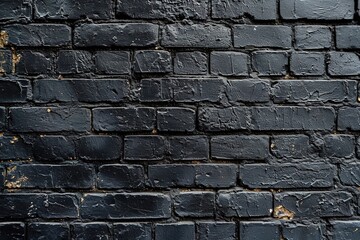 Texture of a black painted brick wall as a background or wallpaper