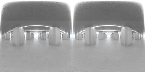 View of white concrete hall in a Daytime Setting 360 panorama vr environment map