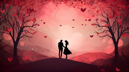 silhouette of a woman in a red dress,,
Valentines day background Vector
