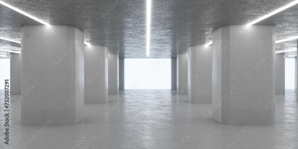Poster empty white room with columns and lights 360 panorama vr environment map