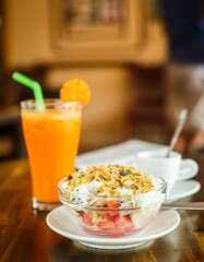 Fruits With Muesli Fresh Juice Espresso 2