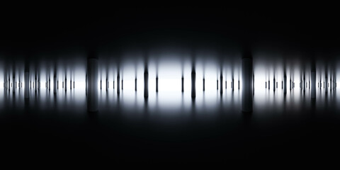 Mysterious Light Emanating From a Dark, Symmetrical Corridor at Night 360 panorama vr environment map