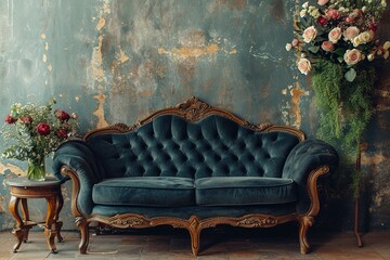 sofa in vintage room.