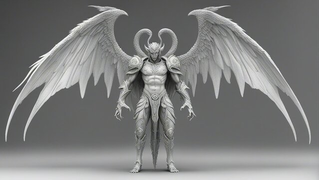 devil with wings _A surreal image of an angel dragon and a demon merging into one being.  