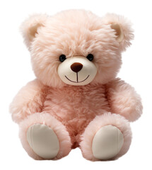Obraz premium Adorable cute pink teddy bear, cutout design isolated on transparent background, generative ai
