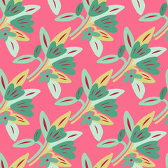 Fototapeta na wymiar Seamless pattern with flowers in doodle style. Vector illustration.