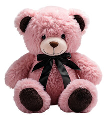 Adorable cute pink teddy bear, cutout design isolated on transparent background, generative ai