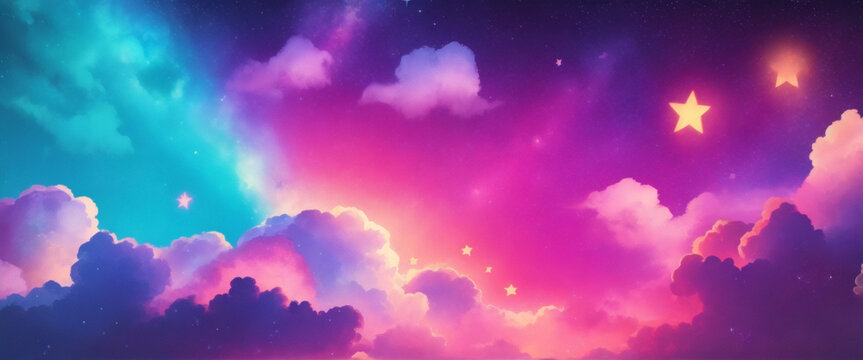 虹のユニコーンの背景。ボケ味と星を持つパステルのファンタジー空。魔法のホログラフィック銀河。大理石のかわいいテクスチャです。ベクトル宇宙のガーリーな壁紙。