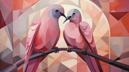 Cubist Love Birds