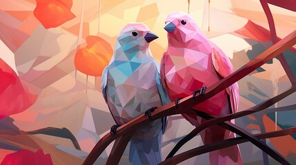 Cubist Love Birds