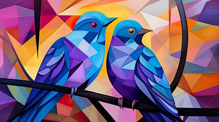Cubist Love Birds