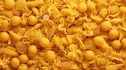 A rich tapestry of pasta; Background Abstract pattern. The essence of Italian culinary artistry in warm tones