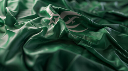 Saudi Arabia Flag for olympic games, elegant wavy flowing silk fabric texture depicting luxury and fluidity.