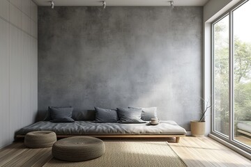 mock up wall interior. Scandinavian style. Wall art. 3d rendering