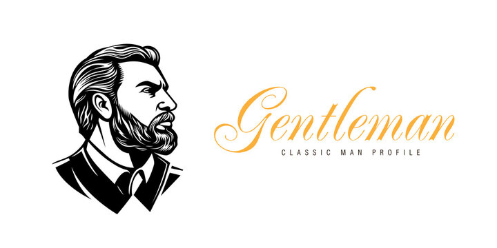 Gentleman's emblem illustration on white background.
