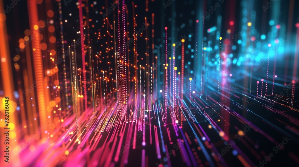 Aufkleber 3d illustration of abstract technology background with glowing particles. network concept. ai.