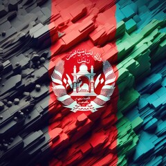 Afghanistan flag in abstract 3d digital art form, generative AI