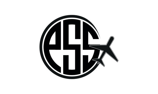 PSS three initial letter circle tour & travel agency logo design vector template. hajj Umrah agency, abstract, wordmark, business, monogram, minimalist, brand, company, flat, tourism agency, tourist
