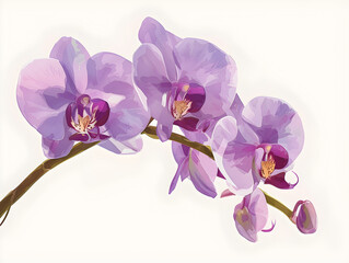 Fototapeta na wymiar Elegant Purple Orchids in Bloom - Serene Floral Beauty with Lavender Tones, Delicate Petals & Lush Textures, Concept of Tranquility, Growth & Sophistication