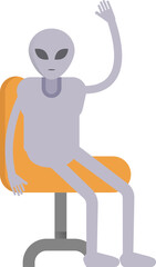 Alien Character Sitting on Chair
