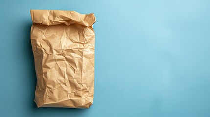 Eco-safe insulation: Large brown bag on a blue background for secure packaging
