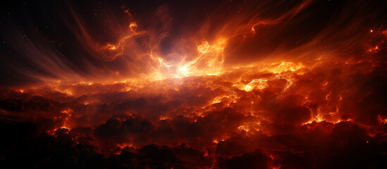 Hot fire red abstract background. Flame effects. Sun's corona burn.

