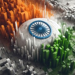 India flag in abstract 3d digital art form, generative AI