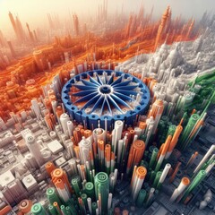 India flag in abstract 3d digital art form, generative AI