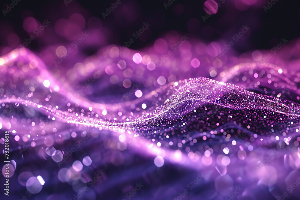Poster motion purple abstract background, particles wave curve digitally generated abstract background anim