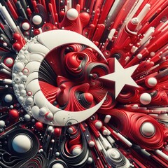 Turkey flag in abstract 3d digital art form