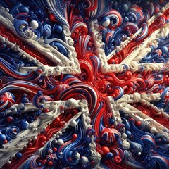 United Kingdom flag in abstract 3d digital art form, generative AI