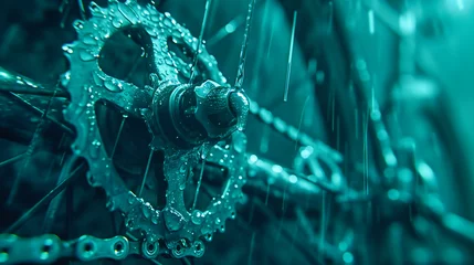 Papier Peint photo Vélo Detailed Metallic Gears and Machinery, Close-Up of Industrial Equipment, Technology and Engineering Concept